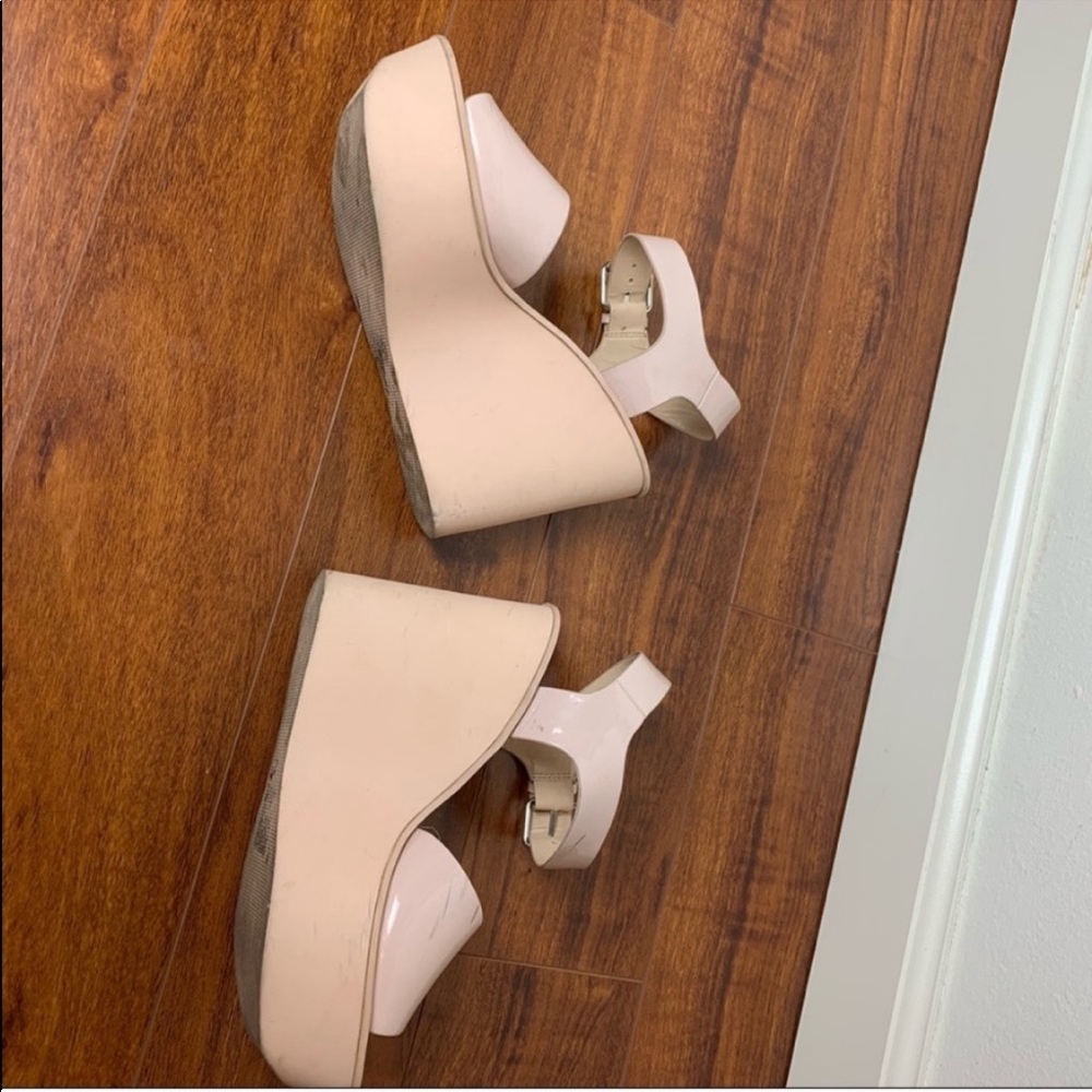 TOPSHOP Nude Patent Wedges size 7.5 - Picture 6 of 8